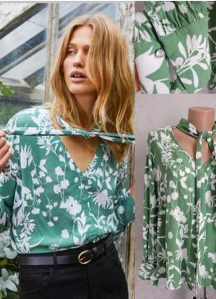 Натуральна весняна блуза вільного крою квіткова блузка віскоза