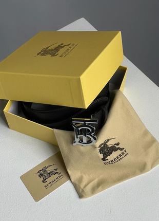 Ремінь premium 1:1 burberry leather tb belt black/tan/silver6 фото