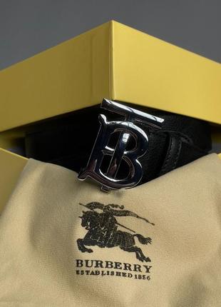 Ремінь premium 1:1 burberry leather tb belt black/tan/silver5 фото