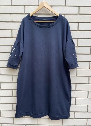 Платье-худи,туника на флисе с вышивкой,большой размер,батал, esmara