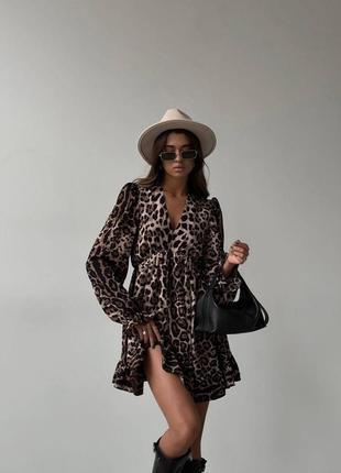 Сукня леопардова легка міні / платье леопардовое легкое мини8 фото