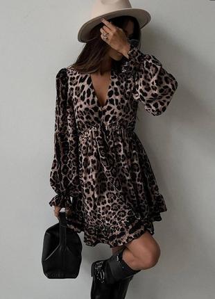 Сукня леопардова легка міні / платье леопардовое легкое мини5 фото