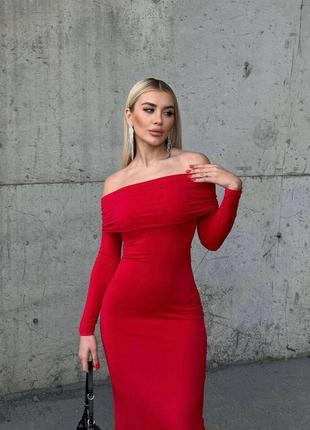 Женское трендовое длинное платье макси по фигуре с открытыми плечиками 😍🔥