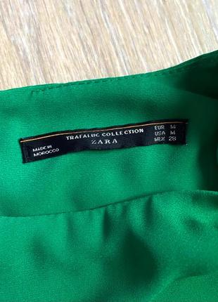Изумрудный топ zara шифоновая стильная брендовая  блуза zara изумрудного цвета m s10 фото