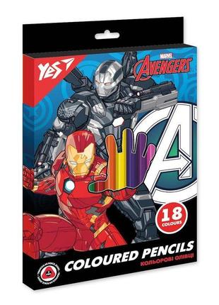 Карандаши цветные yes 18 цветов marvel.avengers