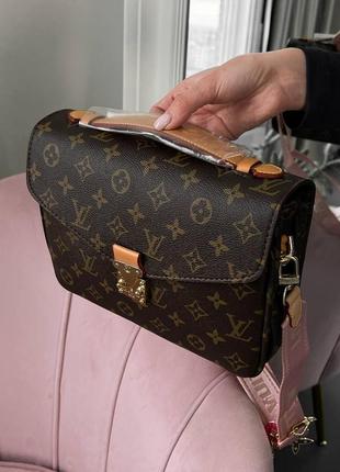 Класнюча  сумка сумочка кросбоді крос-боді луї віттон коричнева з рожевим ремінцем9 фото