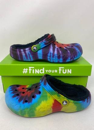 Сабо крокс теплі чоловічі crocs baya lined tiedye