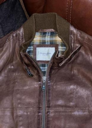 Кожаная куртка christian berg stockholm оригинальная коричневая