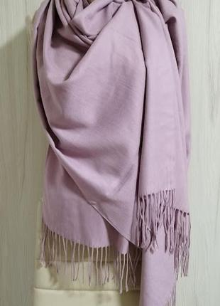 Теплый кашемировый шарф палантин, пудра, лиловый, есть много вариантов1 фото