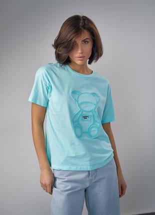 Трикотажная футболка с мишкой1 фото