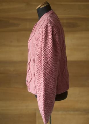Рожевий вовняний вінтажний кардиган жіночий, розмір m, l4 фото