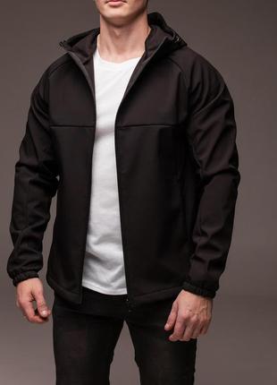 Мужская куртка демисезонная soft shell ветровка повседневная с капюшоном3 фото