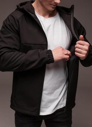 Мужская куртка демисезонная soft shell ветровка повседневная с капюшоном6 фото