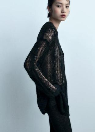 Супер красивый эффектный открытый трикотажный свитер от zara новая коллекция4 фото