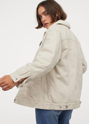 ♥️1+1=3♥️ h&m женская  джинсовая куртка шерпа3 фото