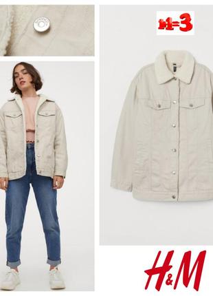 ♥️1+1=3♥️ h&m женская  джинсовая куртка шерпа1 фото
