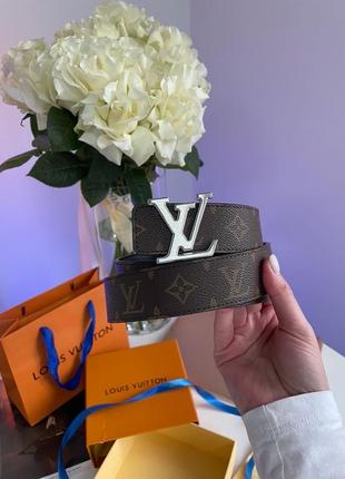 Ремінь premium 1:1 lv iconic 35 mm belt silver5 фото