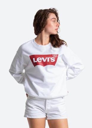 Кофта свитшот женская стильная levi’s оригинал бренд классная белая с логотипом1 фото