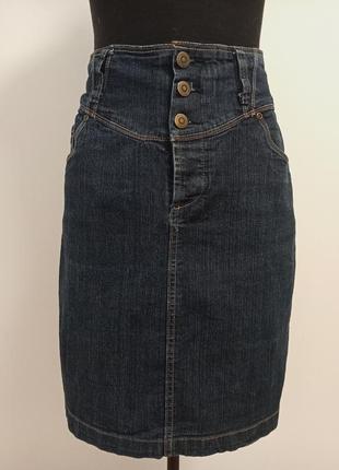 Юбка джинсовая высокий пояс.3 фото