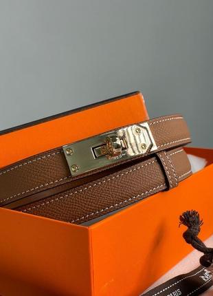 Ремень premium 1:1 hermes kelly 18 belt brown leather3 фото