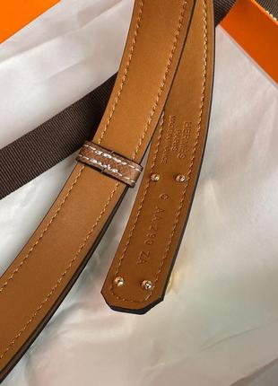 Ремень premium 1:1 hermes kelly 18 belt brown leather6 фото