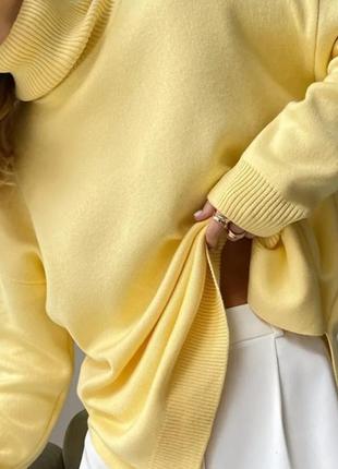 Теплый свитер. женский свитшот. гольф. кофта желтая. свитшот желтый. кашемировый свитер