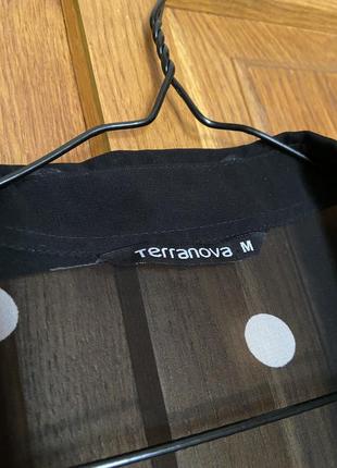 Блуза terranova чёрная полупрозрачная в горошек3 фото