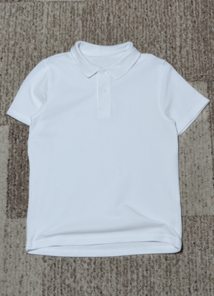 Белая футболка поло f&amp;f на мальчика 11-12 лет8 фото