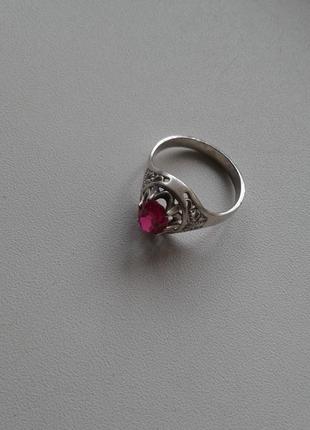 Серебряное кольцо корзинка с рубином 925 проба винтаж ссср3 фото