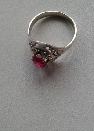 Серебряное кольцо корзинка с рубином 925 проба винтаж ссср