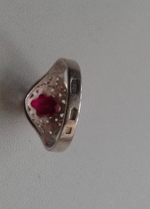 Серебряное кольцо корзинка с рубином 925 проба винтаж ссср7 фото