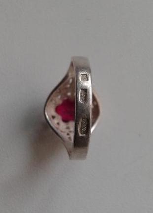 Серебряное кольцо корзинка с рубином 925 проба винтаж ссср8 фото