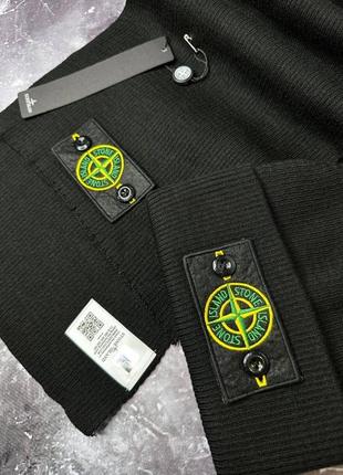 Набір stone island чорний шарф + шапка2 фото