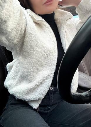Куртка ветровка женская бомбер теплая седди баранчик базовая черная короткая белая весенняя на весну демисезонная без капюшона батал4 фото