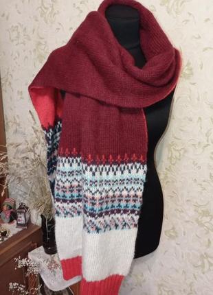 Классный теплый шарф двухсторонний 7% мохер2 фото
