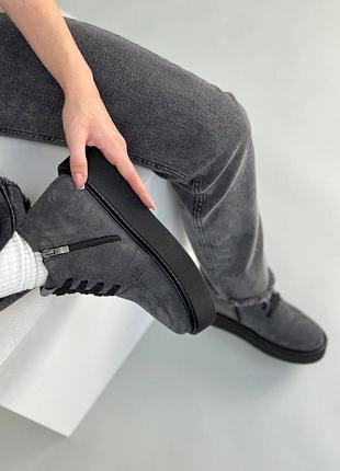 Ботинки женские замшевые серые
