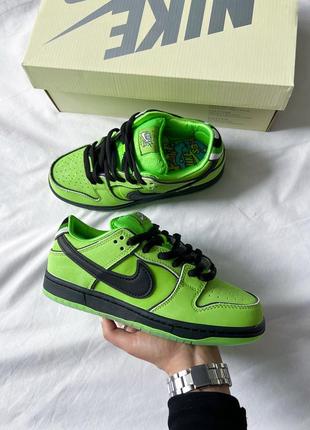 Крутезні кросівки nike sb dunk low powerpuff girls buttercup салатові унісекс 36-45 р2 фото