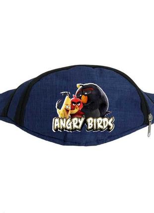 Сумка бананка angry birds 006 на пояс cappuccino (anb 006-blue) синій