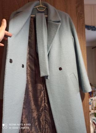 Продам шарное голубое пальто р. 40 весна осень7 фото