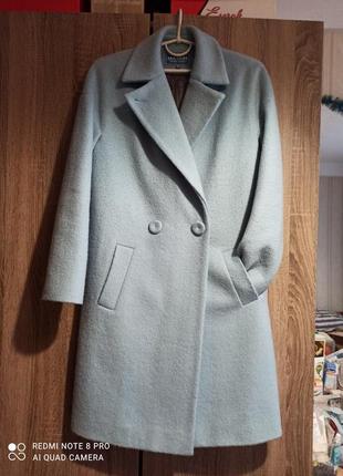 Продам шарное голубое пальто р. 40 весна осень4 фото