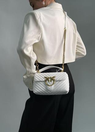 Женская сумка pinko mini classic lady love bag puff chevron white/gold