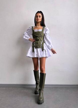 Мини платье с корсетом и шнуровкой