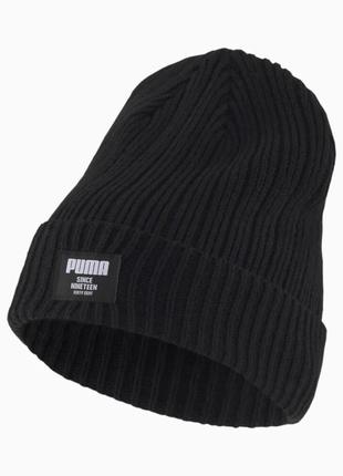 Шапка puma ribbed classic beanie 02283101 р.one size черный