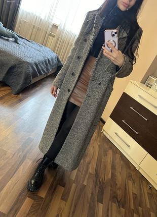 Шикарное качественное длинное шерстяное пальто макси в пол меланж vaur