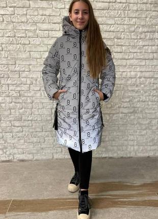 Светоотражающая зимняя куртка для девочки "оливия" (140-158р)9 фото