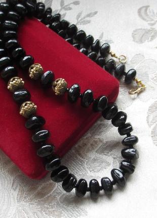 Намисто  вугільне скло чехія вінтаж