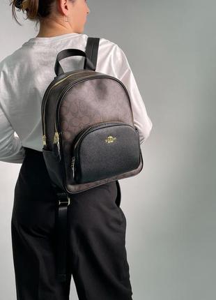 Жіночий рюкзак coach large court backpack in signature canvas in brown/black