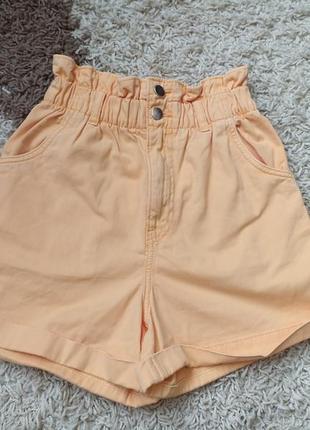 Шорты женские размер s-m, высокая посадка, коттон