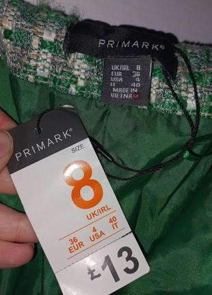 Зелені твідові шорти з високою посадкою primark uk 8 eur 36 с6 фото