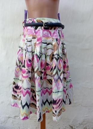 Красивая летняя котоновая пышная юбка в принт florence+fred 💐 складки.6 фото